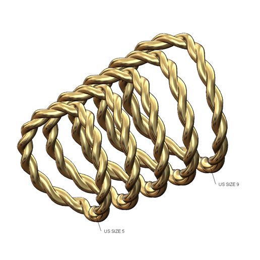 Curved thin braided wire stacker ring US sizes 5to9 3D print model 3D model