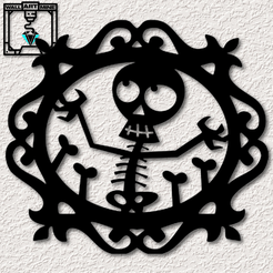 project_20230913_1347180-01.png STL file skeleton wall art halloween wall decor funny skull decoration・3D printable design to download