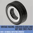 Tires_page-0003.jpg Pack of vintage racing, cheater slicks and hot rod tires for scale autos and dioramas! Scalable models