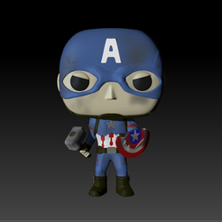 Capi.png Fichier OBJ Funko Captain America - Marvel・Design imprimable en 3D à télécharger, Axos3d