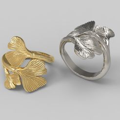 sortija-ginkgo.jpg Archivo STL Sortija Ginkgo・Modelo de impresora 3D para descargar
