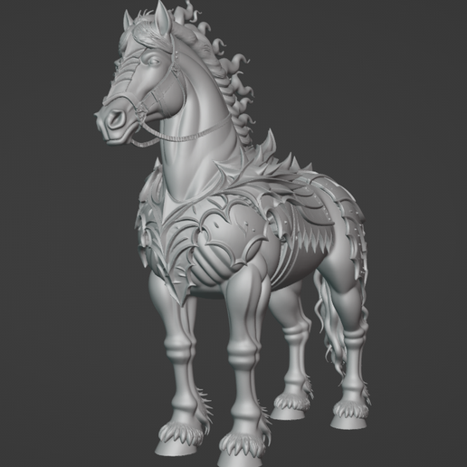 Armored Fantasy Pegasus Statue STL – Mythic War Horse for 3D Print