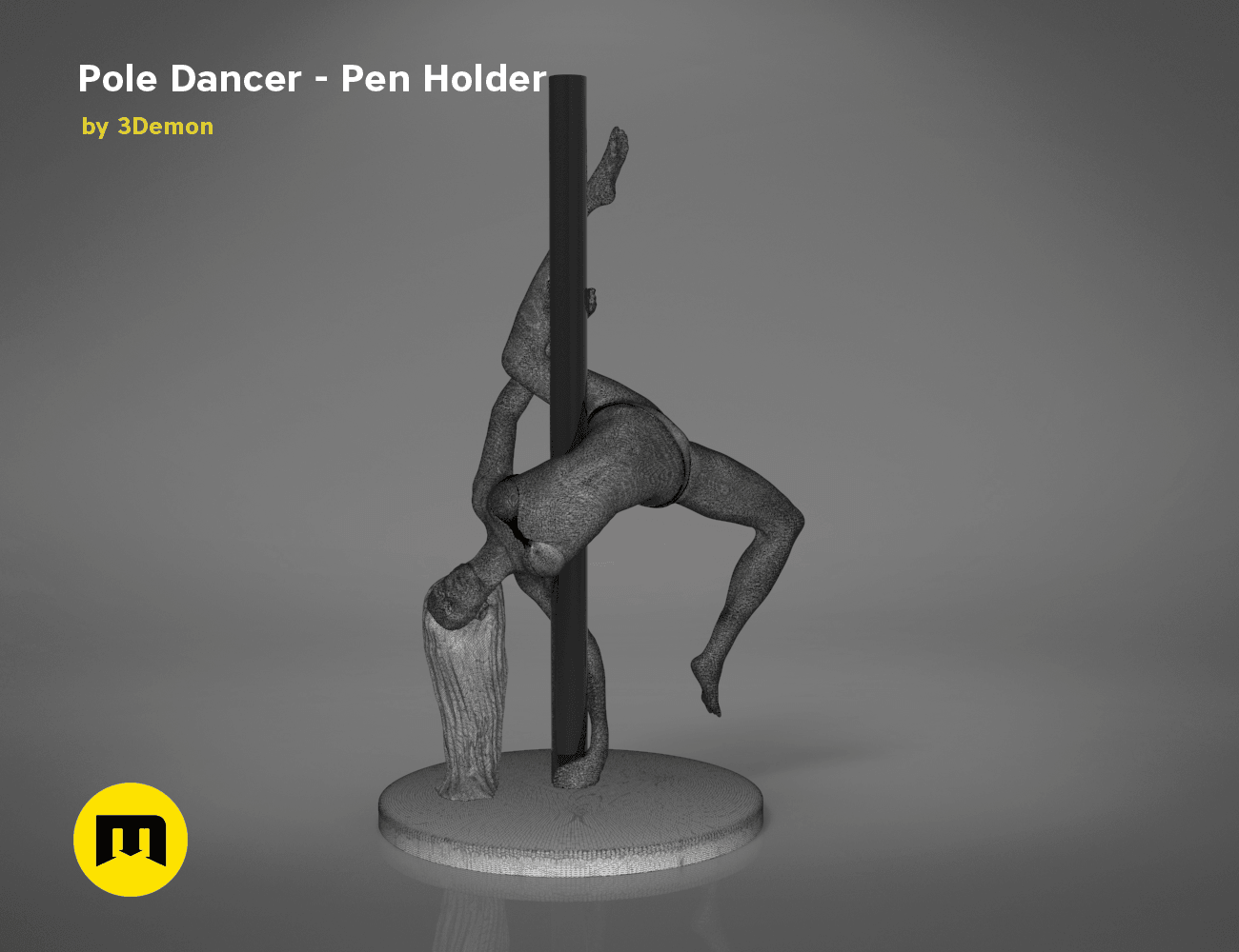 poledancer-main_render-1.175.png Télécharger le fichier STL Pole Dancer - Porte-stylo • Objet pour imprimante 3D, 3D-mon