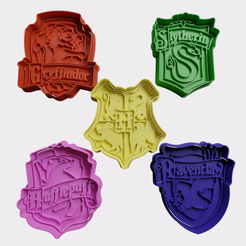 push-diseño.png STL file Harry Potter Houses x5・3D print design to download
