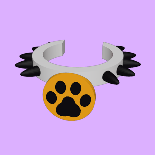Necklace B4 - Raised Hollow Paw (1) plaque (1)