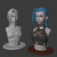 jinx-bust-colored.png STL file Jinx Arcane/League of legends bust miniature・3D printer design to download