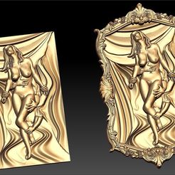 200.jpg Free STL file naked woman cnc art frame・3D print object to download