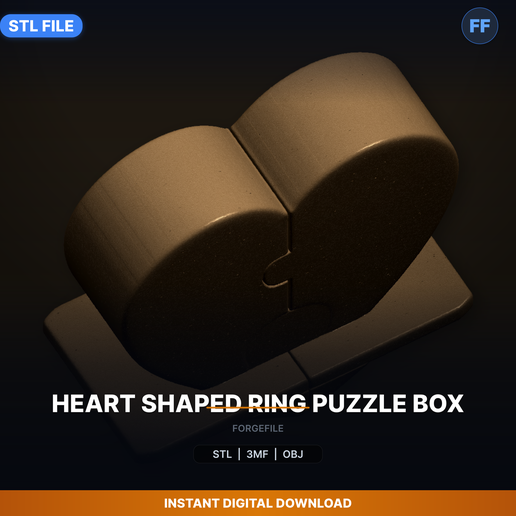 Heart Shaped Ring Puzzle Box - 3D Printable STL File