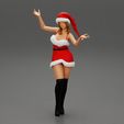 Girl-0001.jpg Fichier 3D Une jolie fille du Père Noël en robe de Noël prend la pose・Modèle imprimable en 3D à télécharger