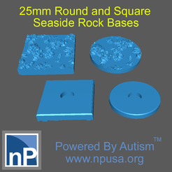 25mm_Seaside_Rocks.png Free STL file 25mm Round and Square Seaside Rock Base・3D printable model to download