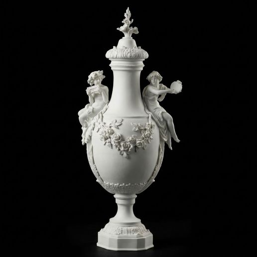 Classic Vase with Classical Musicians and Floral Swags