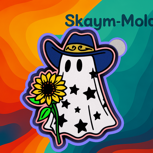 🤠👻 Ghost Cowboy Freshie Mold – Ornament, Resin & Candle Mold - 3D model önizlemesi