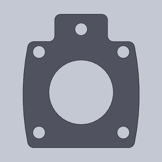 Exhaust Flange Gasket Ø60.9mm 4-Bolt with Bracket Tab | DXF STL STEP
