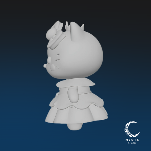 Hello Kitty Princess - Chibi Version with Crown and Royal Dress  STL  File for 3D printingCults