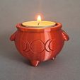 20230702_144833.jpg Cauldron Tea Light Holder, Witchy Candle, Wicca