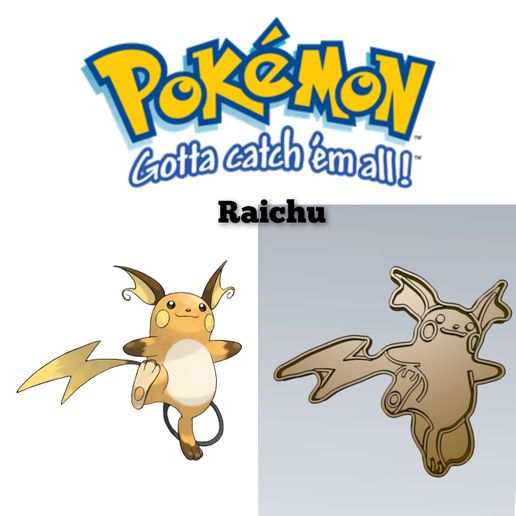 Amazing Pokemon Raichu Cookie Cutter Stamp Cake Decorating - 3D model önizlemesi