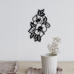Hibiscus-wall-decor.jpg 3D file hibiscus : wall art decor・3D printer design to download, HomeDecor
