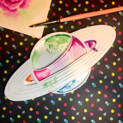 download-47.png STL file Saturn Planet Watercolor Paint Mixing Palette・3D printable model to download