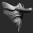 12.jpg Japanese Tengu Half Mask Oni Demon Mask 3D print model