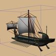 trirreme-A.jpg Greek trireme, ancient warship with sails and oars.