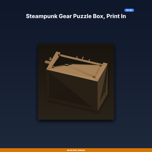 Steampunk Gear Puzzle Box, Print in Place, Gear Lock - 3D Printable STL File