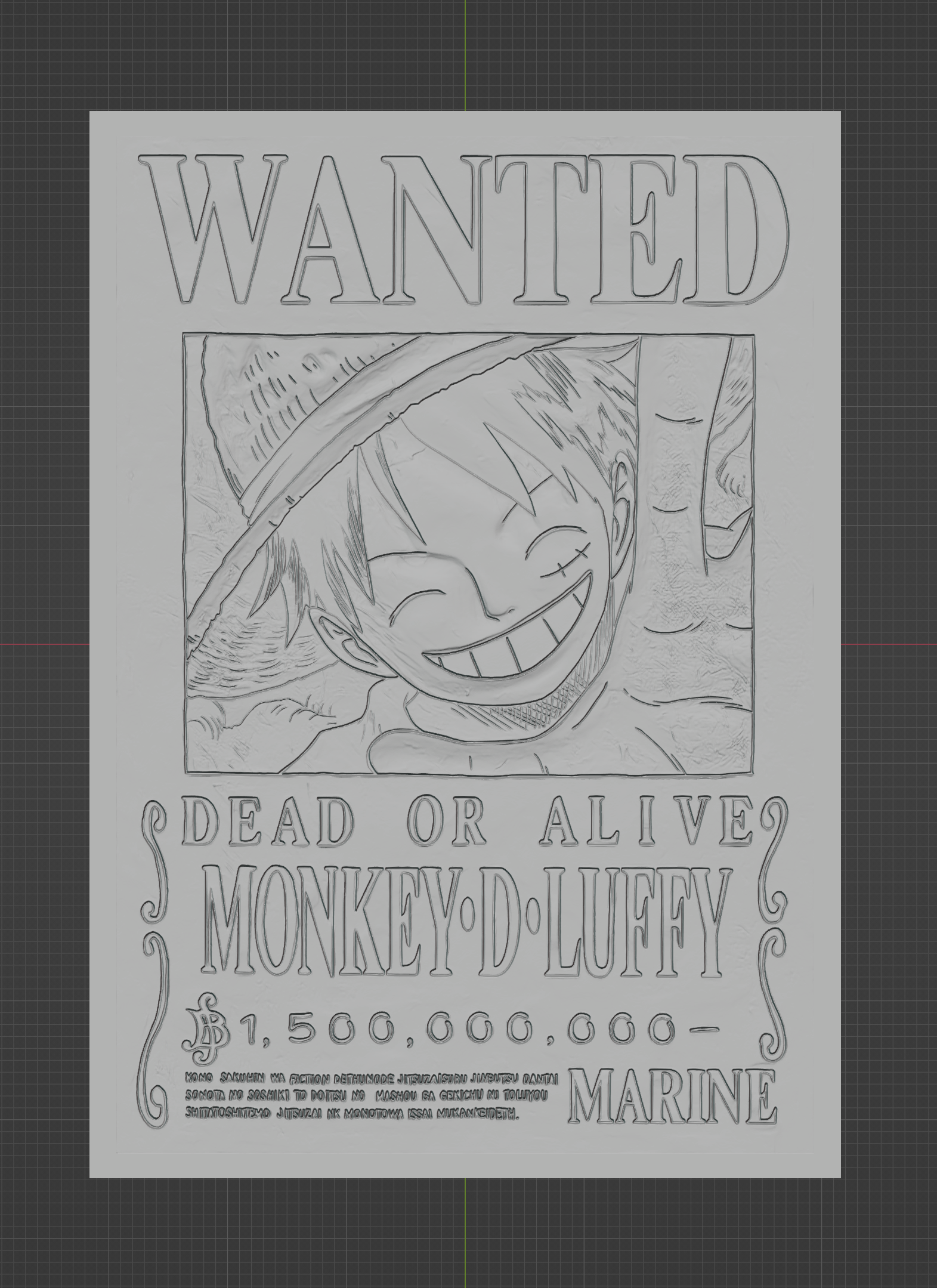 untitled.75png.png STL file Luffy wanted poster・3D printable model to download, Wsonuchiha3D