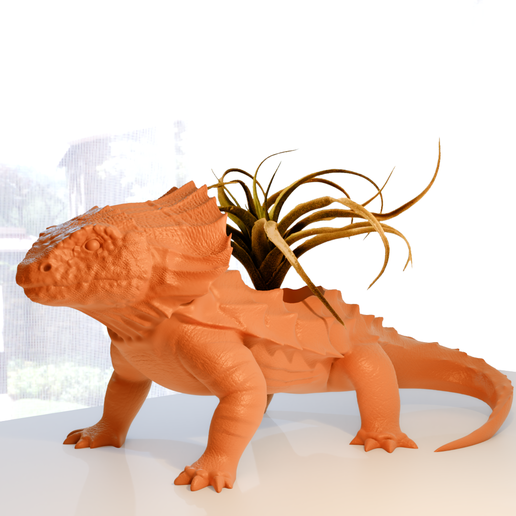 Armadillo girdled lizard planter pot flower vase stl - 3D model önizlemesi