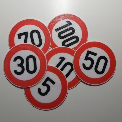 Verkehrszeichen, Tempolimit, Deutschland, STEP, DXF, STL, Tempo 130, 100, 70, 50, 30, 10, 5, multi color. single color, Autobahn 3D model