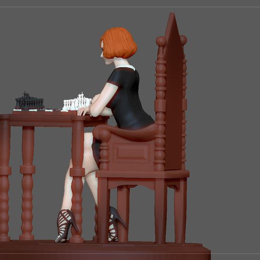 10.jpg QUEENS GAMBIT ANYA TAYLOR JOY CHESS GIRL CHARACTER STATUE 3D print model