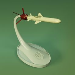 Preview011.jpg STL file Ukrainian R-360 Neptune anti-ship missile with stand・Template to download and 3D print