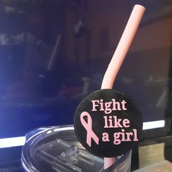 Fight-Like-A-Girl.jpg STL file Fight Like A Girl Straw Topper・3D printing model to download