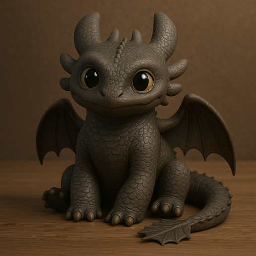 Cute Realistic Toothless Dragon 3D Model – Tabletop Figurine for 3D Printing (STL)