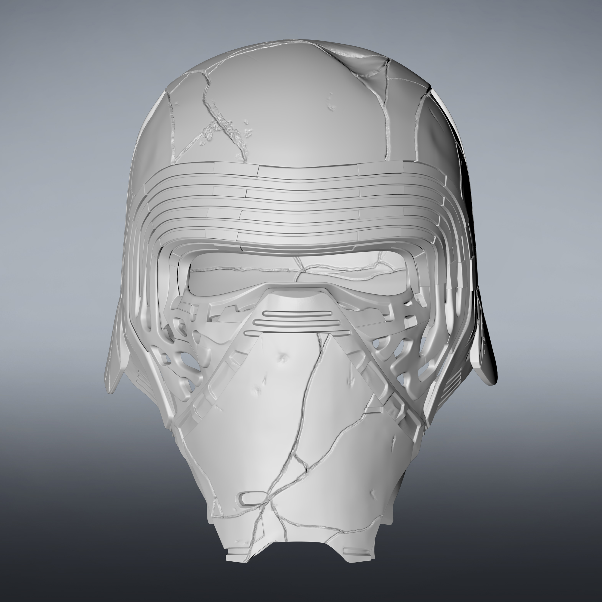 Download file Kylo Ren Helmet DAMAGE | STL file • 3D printable template ...