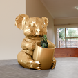 koala-with-basket-planter-pot-low-poly-2.png Koala low poly bear planter pot flower vase stl 3d print file