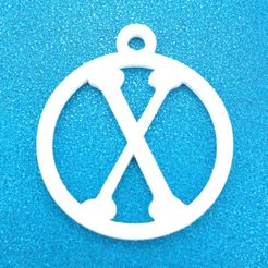 XInitialRoundGiftTag3DPrintPhoto1.jpg STL-Datei X - Initiale Rundes Geschenkanhänger Ornament・Modell zum Herunterladen und 3D-Drucken