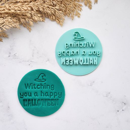 Cookie Cutter - Witching you a Happy Halloween Stamp 3D model