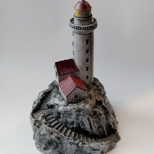 🏠 Lighthouse on a rock・Free STL File for ・Cults