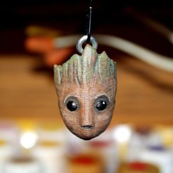 a87593a44d8bc1b4653195c71b384e76_display_large.JPG Free STL file Baby Groot Head Chain Pull / Keychain・3D print design to download, rebeltaz