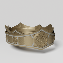 15.png Archivo STL Corona Targaryen - Viserys - Casa del Dragón・Modelo imprimible en 3D para descargar
