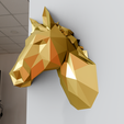 low-poly-head-2-4.png horse head low poly wall mount decor STL