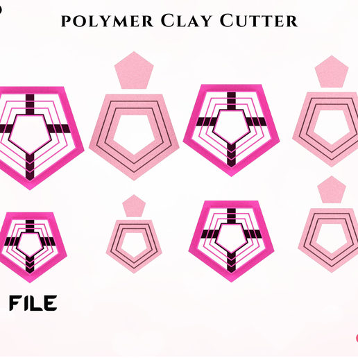 POLYMER CLAY CUTTER/Pentagon with 2 interior lines/EULITEC.COM 3D model