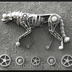1.png Archivo 3D Modelo 3D STL Archivo para CNC Router Láser e Impresora 3D Steampunk Wolf・Modelo de impresora 3D para descargar
