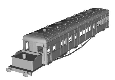 GSR Clayton steam railcar 1/100 scale 3D model