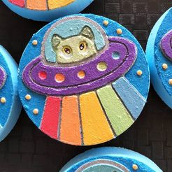 ufocatsample.jpg Файл STL Гибридная форма для бомбочек для ванны UFO - КОММЕРЧЕСКАЯ ЛИЦЕНЗИЯ・3D-печать дизайна для загрузки