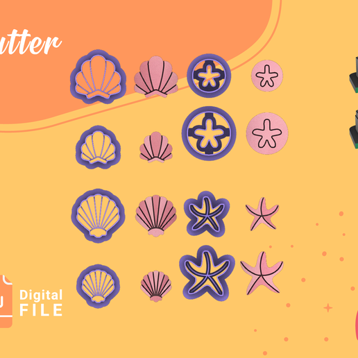 Polymer Clay Cutter *4 models 2 Sizes 2 version Cut/Studs from sea/Digital .STL File * File For Use In A 3D Printe 3D model