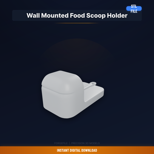 Pet Food Scoop Holder Wall Mount, Scoop Cradle With Drip - 3D Printable STL File