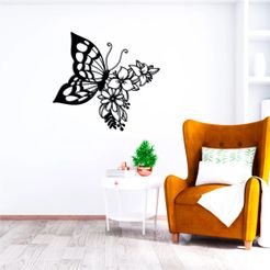 mockup.jpg Flowered Butterfly - Wall art