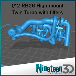 Cults-19-Twins.png STL file 1/12 RB26 High Mount twin turbos with filters・Model to download and 3D print