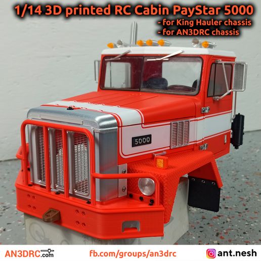 1/14 RC Cabin PayStar 5000 for King Hauler, AN3DRC chassis