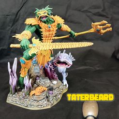 Mer-Man-Painted-Print-1.jpg STL file Mer-Man Statue 215mm Tall!!!・3D printing model to download